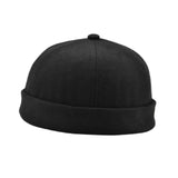 Maxbell 2x Retro Casual Docker Hat SkullCap Beanie Brimless Landlord Hat Black+Brown