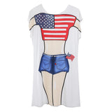 Maxbell Pack of 2pcs Funny Women Lady American Cowboy Polka Dots Bikini Cover-up T-shirt Oversize Tee Tops Fancy Dress Sleepwear - Aladdin Shoppers