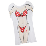 Maxbell Pack of 2pcs Funny Women Lady American Cowboy Polka Dots Bikini Cover-up T-shirt Oversize Tee Tops Fancy Dress Sleepwear - Aladdin Shoppers