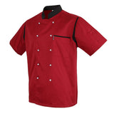 Maxbell Unisex Chef Jacket Mesh Short Sleeves Hotel Kitchen Chefwear Coat M Red - Aladdin Shoppers