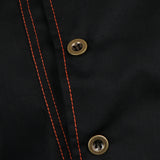 Maxbell 2 Pieces Denim Chef Jacket Coat Short Sleeves Kitchen Uniform Blue Black M