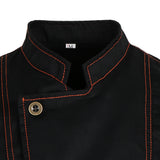 Maxbell 2 Pieces Denim Chef Jacket Coat Short Sleeves Kitchen Uniform Blue Black M