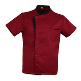 Maxbell Unisex Red Chef Jacket Coat Short Sleeves Shirt Hat Hotel Kitchen Uniform M