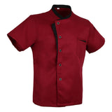Maxbell Unisex Red Chef Jacket Coat Short Sleeves Shirt Hat Hotel Kitchen Uniform M