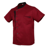Maxbell Unisex Red Chef Jacket Coat Short Sleeves Shirt Hat Hotel Kitchen Uniform M