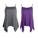 Maxbell Women Sexy Spaghetti Strap Tank Tops V Neck Pleated Camisole Purple S