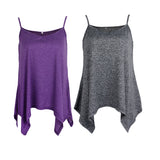 Maxbell Maxbell Women Sexy Spaghetti Strap Tank Tops V Neck Pleated Camisole Purple L