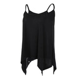 Maxbell Maxbell Women Sexy Spaghetti Strap Tank Tops V Neck Pleated Camisole Black S