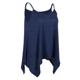 Maxbell Maxbell Women Sexy Spaghetti Strap Tank Tops V Neck Pleated Camisole Blue M