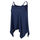 Maxbell Women Sexy Spaghetti Strap Tank Tops V Neck Pleated Camisole Blue XL