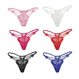 Maxbell Maxbell Women Sexy Embroidered Heart Shaped Lace Underwear G-string Briefs Black