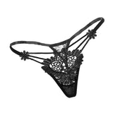 Maxbell Maxbell Women Sexy Embroidered Heart Shaped Lace Underwear G-string Briefs Black