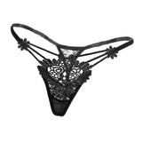 Maxbell Maxbell Women Sexy Embroidered Heart Shaped Lace Underwear G-string Briefs Black
