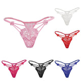 Maxbell Maxbell Women Sexy Embroidered Heart Shaped Lace Underwear G-string Briefs Black