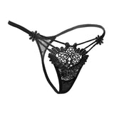 Maxbell Maxbell Women Sexy Embroidered Heart Shaped Lace Underwear G-string Briefs Black