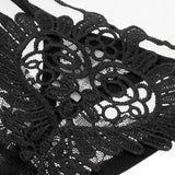 Maxbell Maxbell Women Sexy Embroidered Heart Shaped Lace Underwear G-string Briefs Black