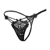 Maxbell Maxbell Women Sexy Embroidered Heart Shaped Lace Underwear G-string Briefs Black