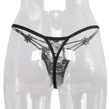 Maxbell Maxbell Women Sexy Embroidered Heart Shaped Lace Underwear G-string Briefs Black