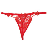 Maxbell Maxbell Women Sexy Embroidered Heart Shaped Lace Underwear G-string Briefs Red