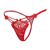 Maxbell Maxbell Women Sexy Embroidered Heart Shaped Lace Underwear G-string Briefs Red
