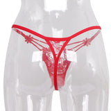 Maxbell Maxbell Women Sexy Embroidered Heart Shaped Lace Underwear G-string Briefs Red
