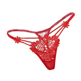 Maxbell Maxbell Women Sexy Embroidered Heart Shaped Lace Underwear G-string Briefs Red
