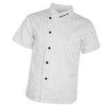 Unisex Chef Jackets Coat Short Sleeves Shirt Kitchen Uniforms White M