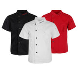 Maxbell 2x Unisex Chef Jackets Coat Short Sleeves Shirt Kitchen Uniforms M White Red