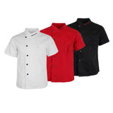 Maxbell 2x Unisex Chef Jackets Coat Short Sleeves Shirt Kitchen Uniforms M White Red