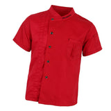 Maxbell 2x Unisex Chef Jackets Coat Short Sleeves Shirt Kitchen Uniforms M White Red