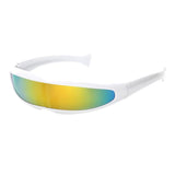 Maxbell 4 Piece Futuristic Narrow Cyclops Color Mirrored Lens Visor Sunglasses Party