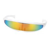 Maxbell 4 Piece Futuristic Narrow Cyclops Color Mirrored Lens Visor Sunglasses Party