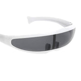 Maxbell 4 Piece Futuristic Narrow Cyclops Color Mirrored Lens Visor Sunglasses Party