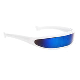 Maxbell 4 Piece Futuristic Narrow Cyclops Color Mirrored Lens Visor Sunglasses Party