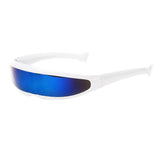 Maxbell 4 Piece Futuristic Narrow Cyclops Color Mirrored Lens Visor Sunglasses Party