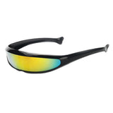 Maxbell 2x Futuristic Narrow Mirrored Visor Sunglasses Space Alien Robot Sunglasses