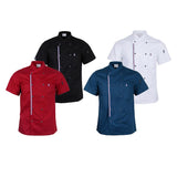 Maxbell Women Men Chef Jackets Coat Short Sleeves Shirt Kitchen Uniforms M White
