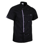 Maxbell Women Men Chef Jackets Coat Short Sleeves Shirt Kitchen Uniforms 3XL Black