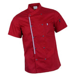 Maxbell Women Men Chef Jackets Coat Short Sleeves Shirt Kitchen Uniforms XXL Red