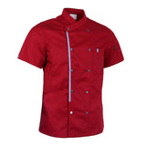 Maxbell Women Men Chef Jackets Coat Short Sleeves Shirt Kitchen Uniforms 3XL Red
