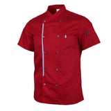 Maxbell Women Men Chef Jackets Coat Short Sleeves Shirt Kitchen Uniforms 3XL Red