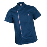 Maxbell Women Men Chef Jackets Coat Short Sleeves Shirt Kitchen Uniforms 3XL Blue