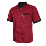 Maxbell 2Pieces Chef Jacket Uniform Short Sleeve Hotel Kitchen Apparel Cook Coat L