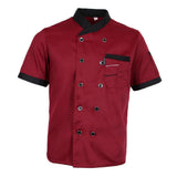 Maxbell 2Pieces Chef Jacket Uniform Short Sleeve Hotel Kitchen Apparel Cook Coat L