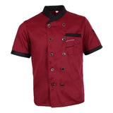 Maxbell 2Pieces Chef Jacket Uniform Short Sleeve Hotel Kitchen Apparel Cook Coat L