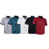 Maxbell 2 Pieces Chef Jacket Uniform Short Sleeves Hotel Kitchen Apparel Cook Coat