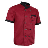 Maxbell 2 Pieces Chef Jacket Uniform Short Sleeves Hotel Kitchen Apparel Cook Coat