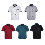 Maxbell 2 Pieces Chef Jacket Uniform Short Sleeves Hotel Kitchen Apparel Cook Coat