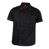 Maxbell Chef Jacket Uniform Short Sleeve Hotel Kitchen Chefwear Cook Coat 2XL Black - Aladdin Shoppers
