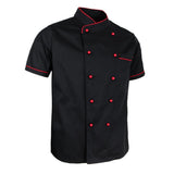 Maxbell Chef Jacket Uniform Short Sleeve Hotel Kitchen Chefwear Cook Coat 2XL Black - Aladdin Shoppers